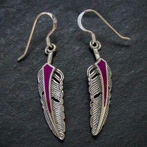 Bird Feather Earrings • 925 Sterling Silver • Handcrafted Feather Dangle...